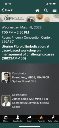 Dr Liang is the coordinator for the Uterine Fibroid Embolisation Workshop on March 8 in Phoenix, AZ.